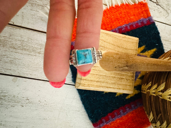 Navajo Turquoise & Sterling Silver Square Ring