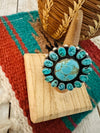 Navajo Turquoise & Sterling Silver Cluster Ring Size 7.25 by Ben Yellowhorse