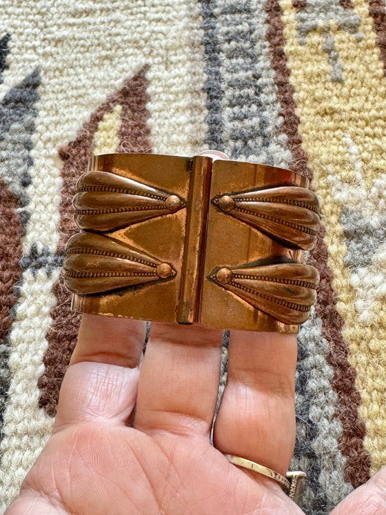 Vintage Handmade Copper Spring Cuff Bracelet