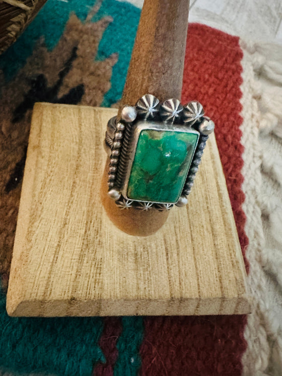 Navajo Sterling Silver & Royston Turquoise Ring Size 8