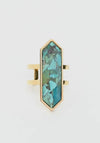 “The Golden Collection” Wild & Free Handmade Natural Turquoise 14k Gold Plated Adjustable Ring