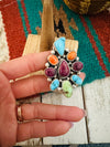 Navajo Sterling Silver & Multi Stone Cluster Adjustable Ring