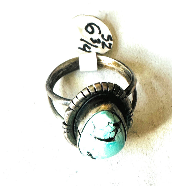 Navajo Turquoise & Sterling Silver Ring Size 6.75