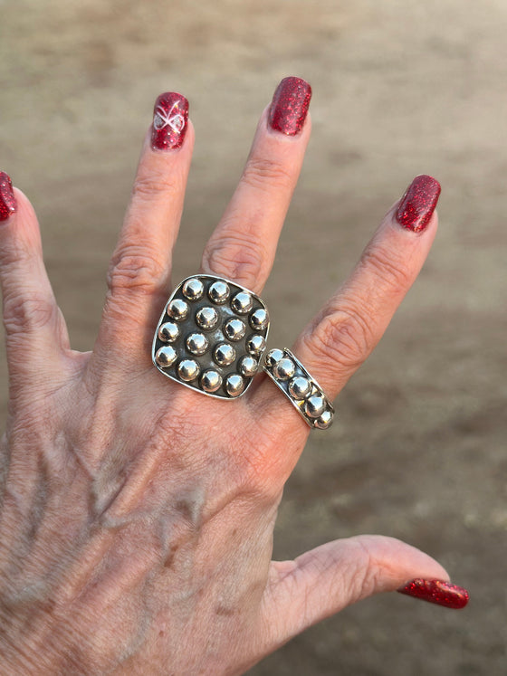 Handmade Sterling Silver 6mm Ball Ring Adjustable