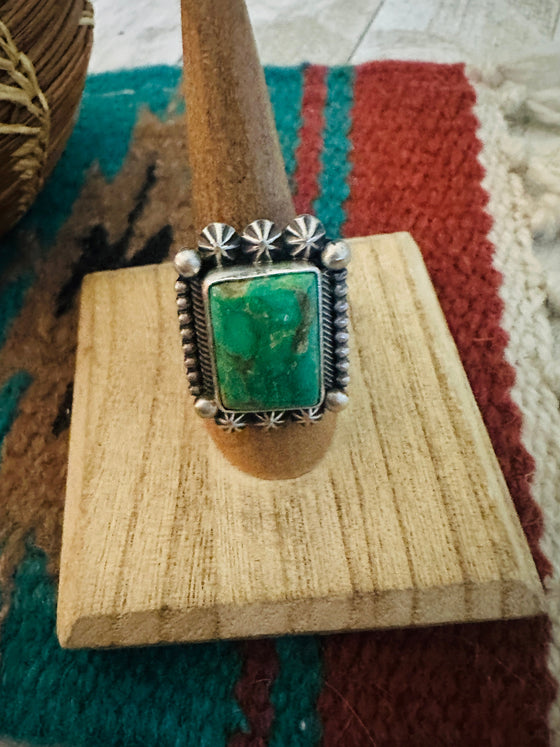 Navajo Sterling Silver & Royston Turquoise Ring Size 8