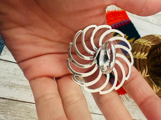 Navajo Sterling Silver & Turquoise Adjustable Flower Ring