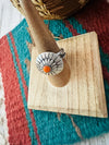 Navajo Sterling Silver & Orange Spiny Concho Adjustable Ring