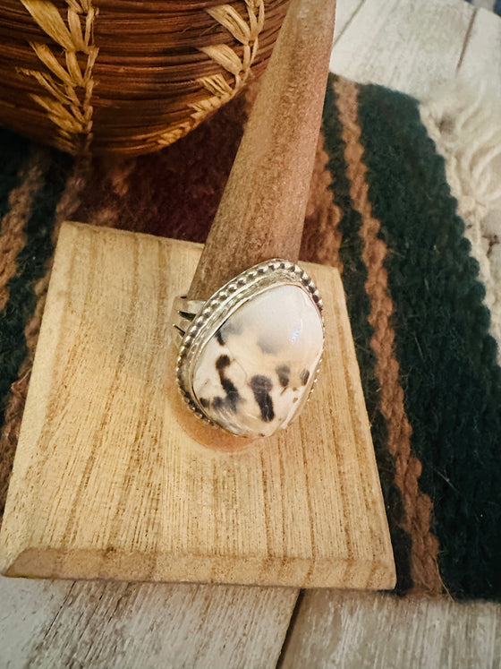 Navajo Sterling Silver And White Buffalo Ring Size 10