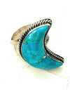 Navajo Turquoise and Sterling Silver Adjustable Crescent Moon Ring