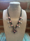 Handmade Sterling Silver & Queen Pink Conch Squash Blossom Necklace