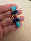 Beautiful Handmade Sterling Silver Lapis, Turquoise & Coral Adjustable Ring