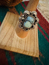 Handmade Golden Hills Turquoise & Sterling Silver Adjustable Ring Signed Nizhoni