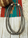 Navajo Sterling Silver Pearl Beaded Triple Strand Necklace