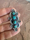 Beautiful Handmade Turquoise And Sterling Silver Adjustable 4 Stone Ring