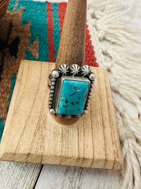 Navajo Sterling Silver & Turquoise Ring Size 9