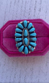 “The Aspen” Navajo Sterling Silver Cluster Turquoise Ring Signed