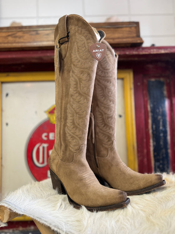 ARIAT LARAMIE WESTERN BOOT - DISTRESSED DIJON SUEDE