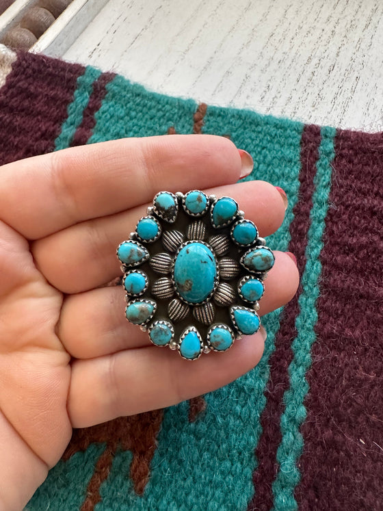 “Turquoise Bliss” Nizhoni Turquoise & Sterling Silver Adjustable Ring (Blue)