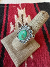 Navajo Sonoran Mountain Turquoise & Sterling Silver Single Stone Ring Size 8 Signed S.Tso