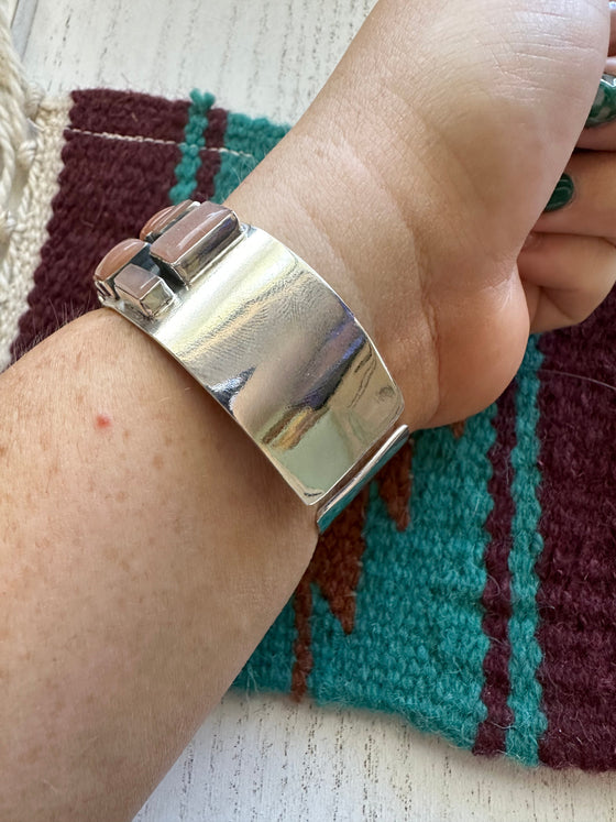 “Earth’s Treasures” Handmade Mother of Pearl & Sterling Silver Adjustable Cuff Bracelet