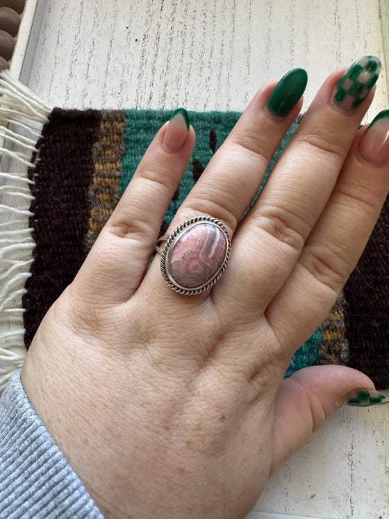 Navajo Rhodochrosite And Sterling Silver Ring Size 8.75