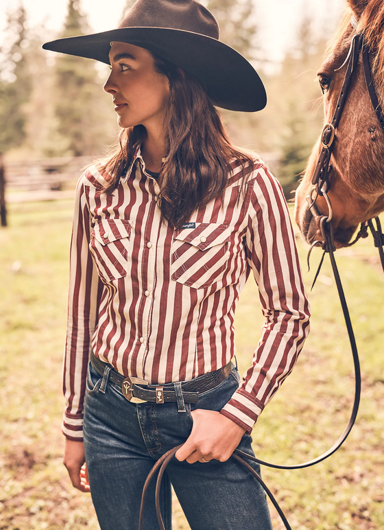 Wrangler Striped Pearl Snap