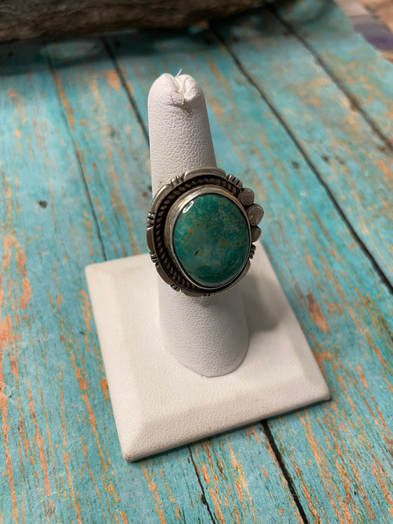 Old Pawn Navajo Sterling Silver & Turquoise Ring Size 6.5