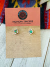 Zuni Mother of Pearl, Opal & Sterling Silver Diamond Inlay Stud Earrings