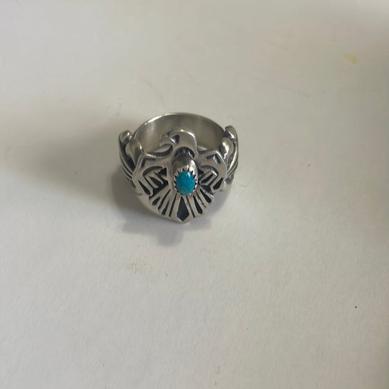 Navajo Sterling Silver Turquoise Thunderbird Ring