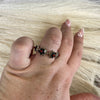 Zuni Flower Multi Stone Sterling Silver Ring Size 7.5
