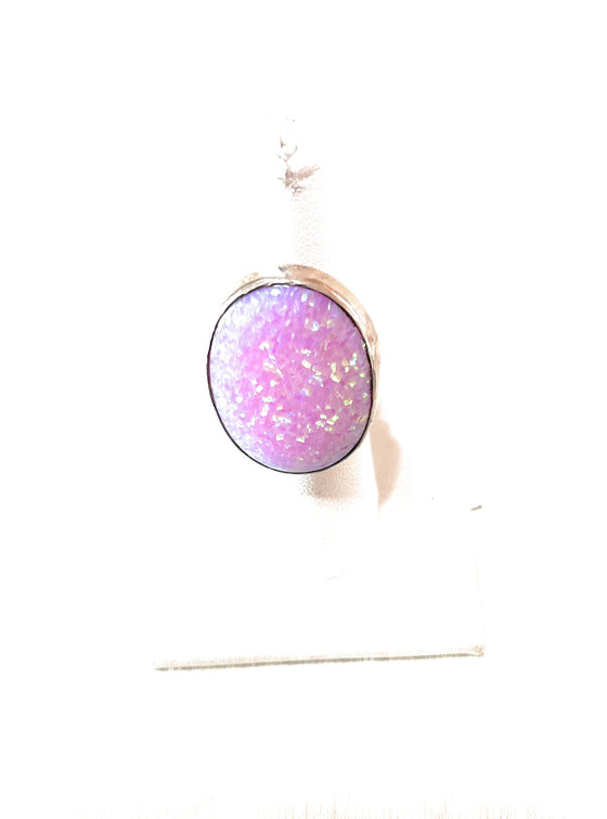 Old Pawn Navajo Sterling Silver & Pink Opal Ring Size 6