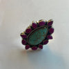 Handmade Pink Onyx & Turquoise Sterling Silver Adjustable Ring Signed Nizhoni