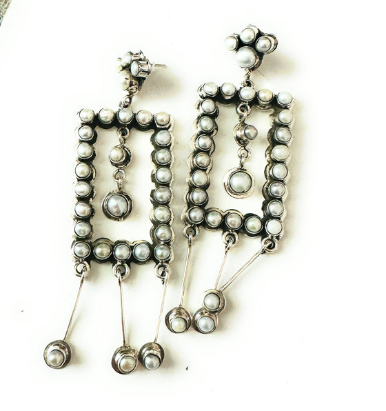 Handmade Pearl And Sterling Silver Dangle Earrings