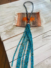 Navajo Turquoise & Sterling Silver Pearl Beaded Tassel Necklace