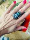 Handmade Sterling Silver & Multi Stone Inlay Kachina Ring Size 7