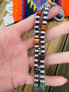 Navajo Multi Stone & Sterling Silver Pearl Beaded 36” Necklace