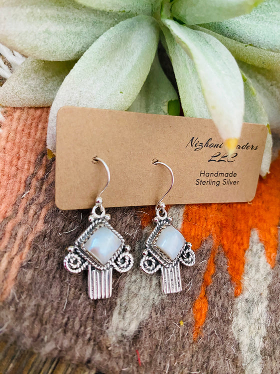 Handmade Pearl & Sterling Silver Dangle Earrings