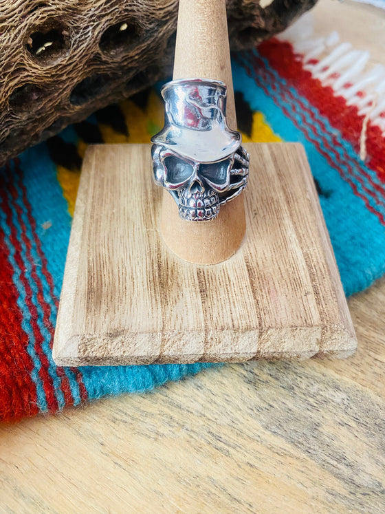 Handmade Sterling Silver Skull Ring Size 8.5