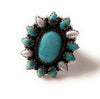 Handmade Sterling Silver, Turquoise & Pearl Cluster Adjustable Ring