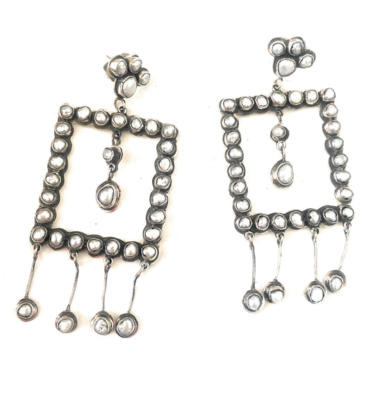 Federico Jimenez Pearl & Sterling Silver Dangle Earrings