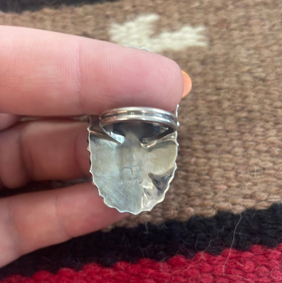 Navajo Sterling Silver & White Buffalo Cluster Ring Signed