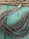 Navajo Pearl Multi Stone 4mm-10mm 12 Strand Necklace