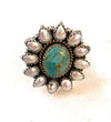 Handmade Sterling Silver, Turquoise & Pearl Adjustable Ring