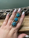 Navajo Turquoise And Sterling Silver Statement Ring Sz 7
