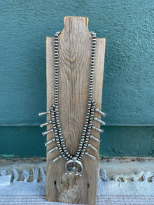  Navajo Sterling Silver And Turquoise Squash Blossom Necklace By Joseph Martinez