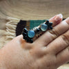 Handmade Sterling Silver, Onyx & Aqua Calcedony Adjustable Ring Signed Nizhoni