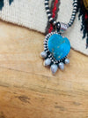 Kingman Turquoise & Pearl Heart Pendant