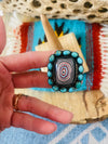 Handmade Sterling Silver, Fordite & Turquoise Cluster Adjustable Ring