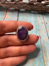 Old Pawn Navajo Sterling Silver & Charorite Ring Size 8.5