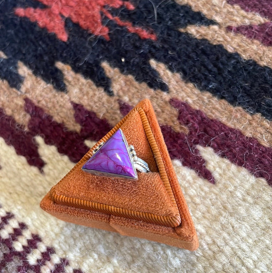 Navajo Sterling Silver & Purple Spiney Triangle Ring